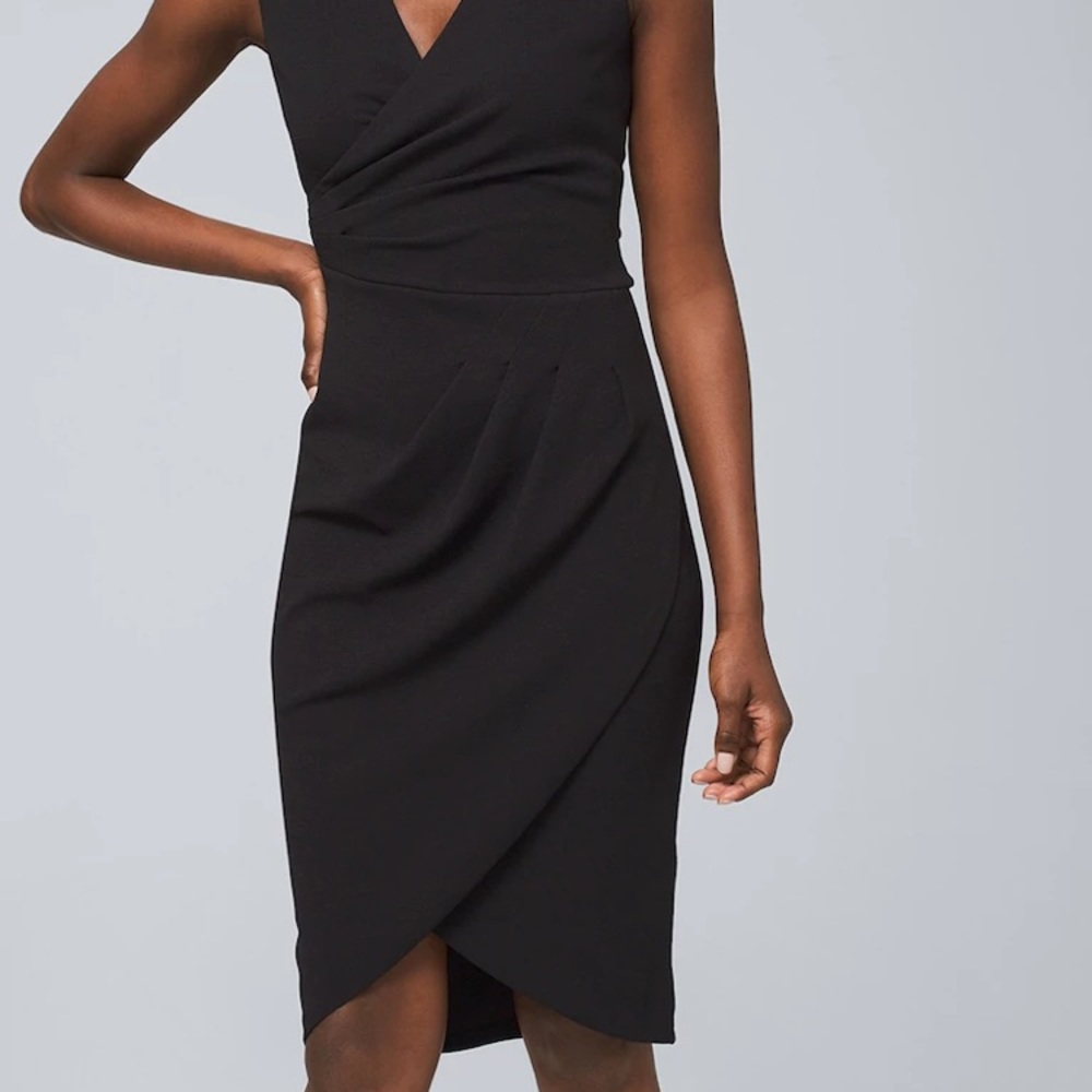 WHBM Classic Jersey Knit Sheath Black Dress 6 8 - Picture 4 of 8